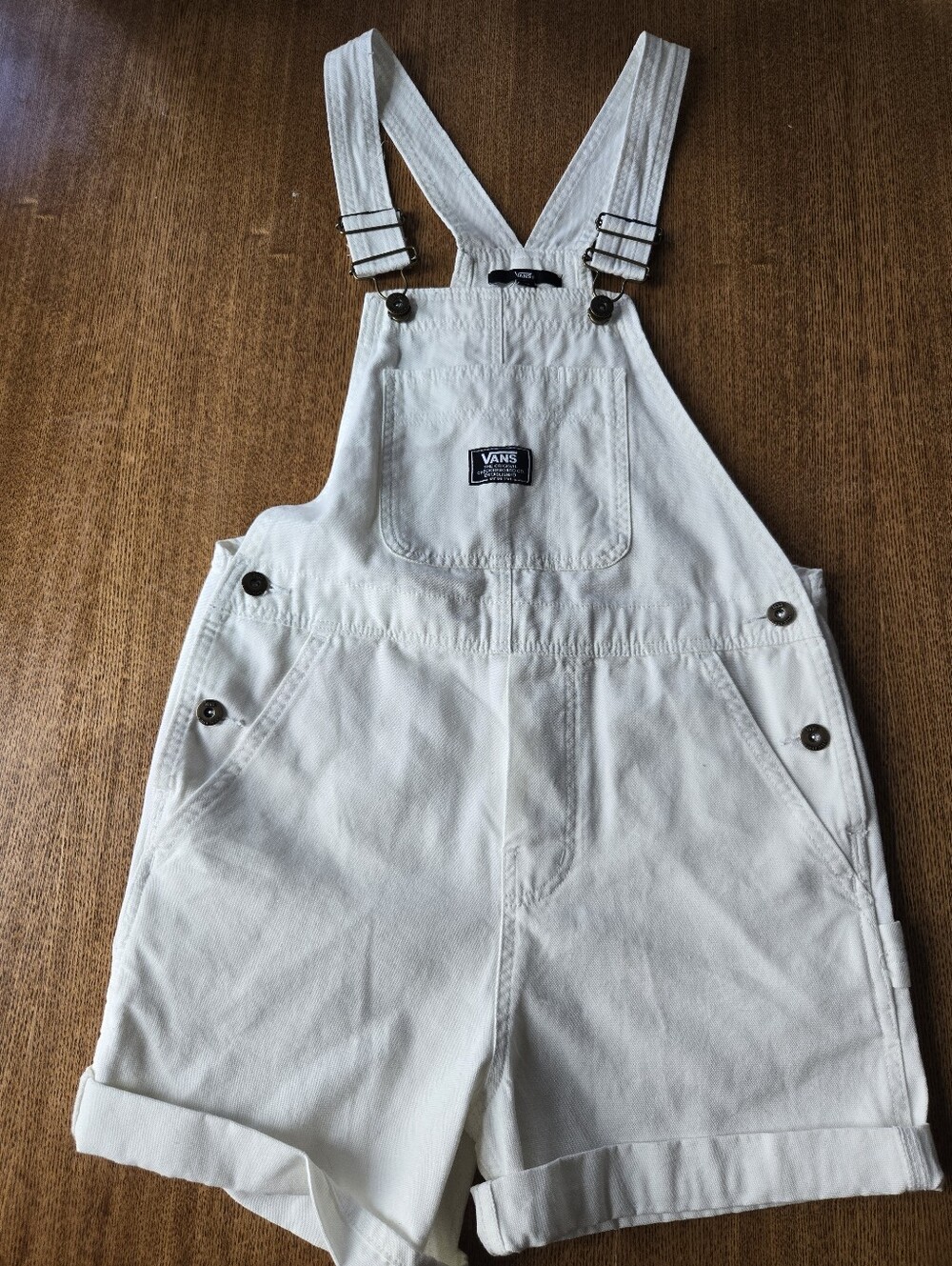 Vans White Denim Short Overalls